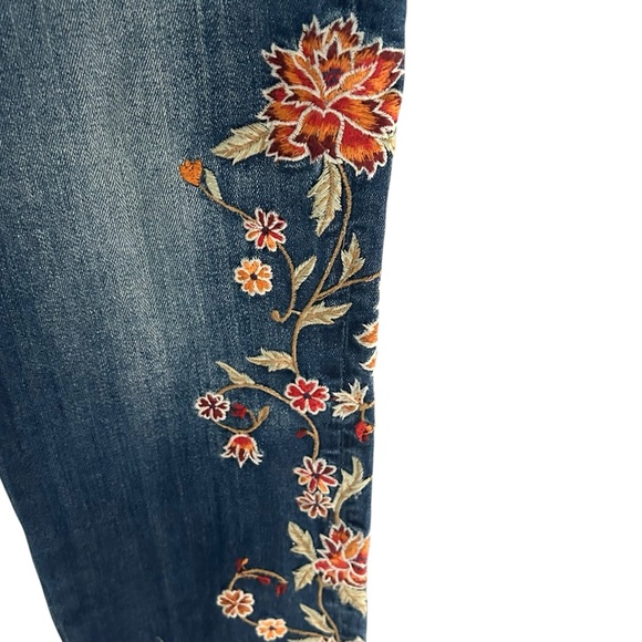 Driftwood Jackie Floral Embroidered Mid-rise Skinny Jeans Dark Wash Denim Sz 31 - Picture 8 of 10